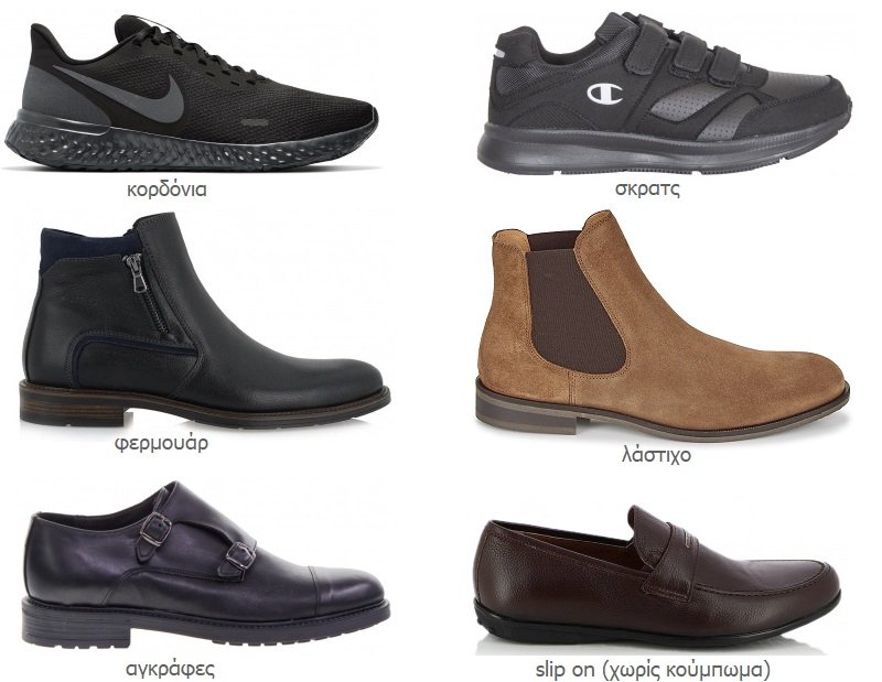κουμπώματα ανδρικών παπουτσιών
