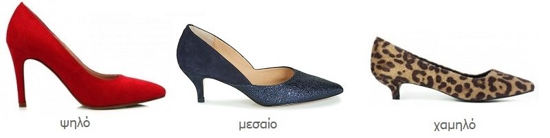 γόβες ύψος τακουνιού