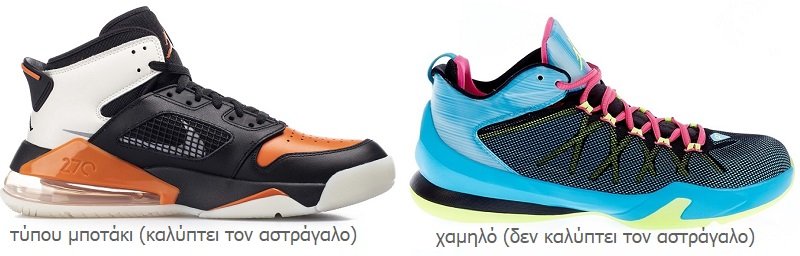 αθλητικά παπούτσια μπάσκετ χαμηλά και ψηλά μποτάκια