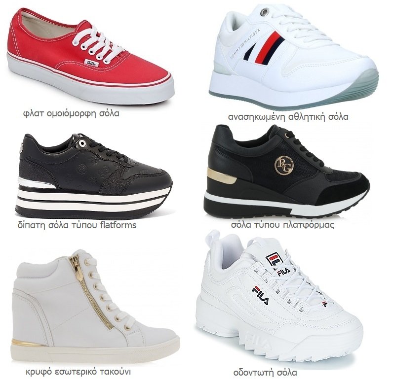 sneakers είδη σόλας