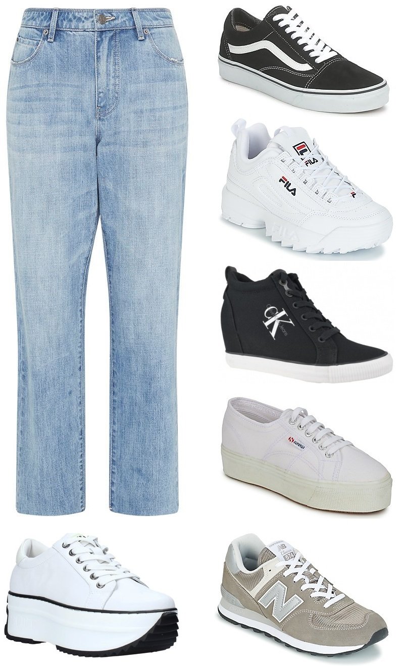 συνδυασμός παπούτσια sneakers με τζιν