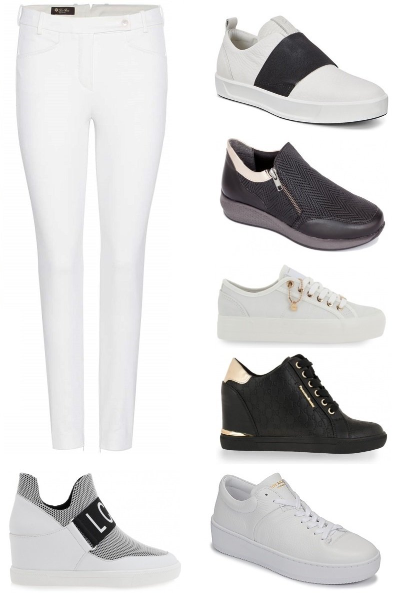 συνδυασμός sneakers με υφασμάτινο παντελόνι