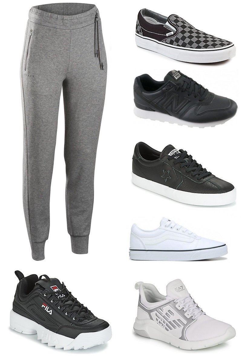 συνδυασμός sneakers με αθλητική φόρμα