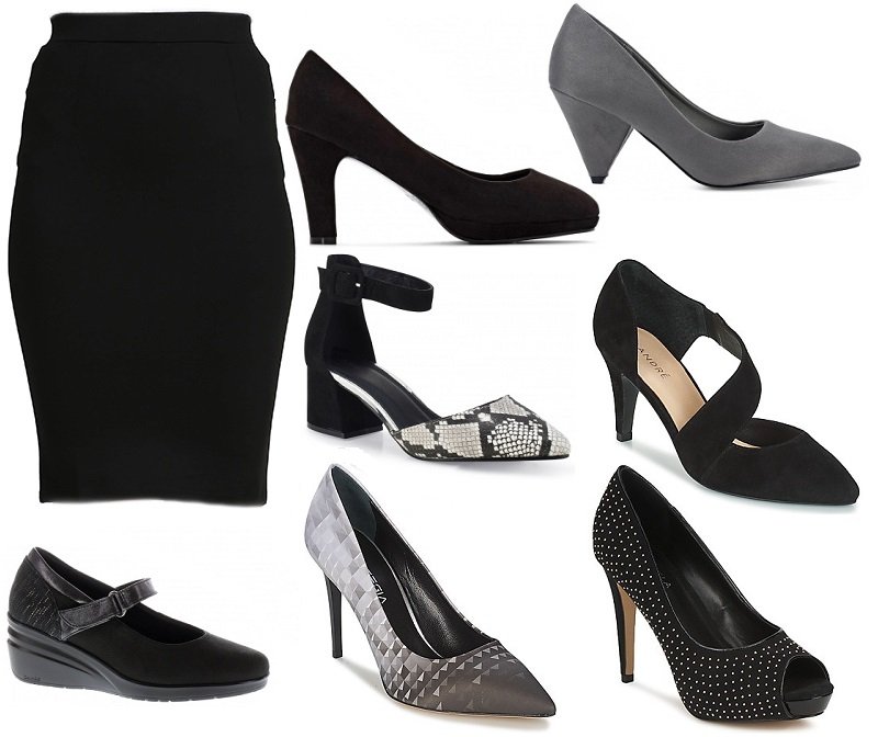 συνδυασμός γοβάκια με φούστα